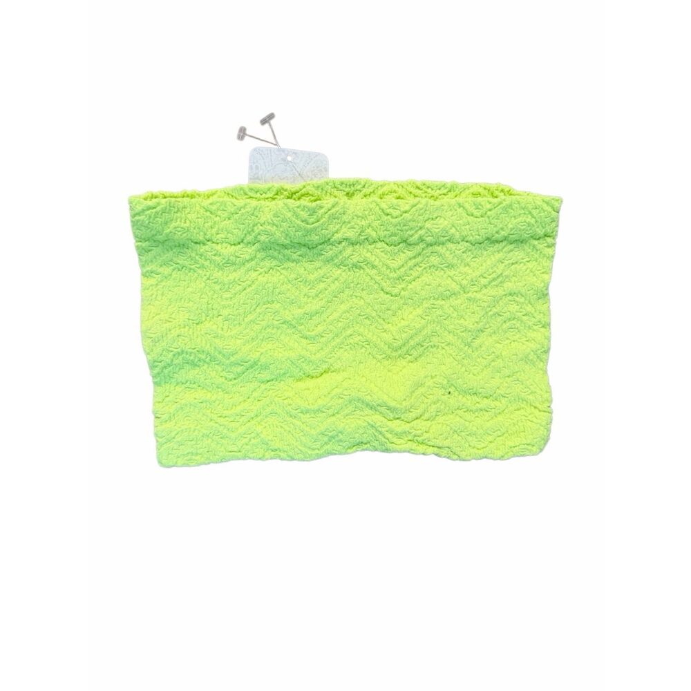 Free People Neon Green Ribbed Texture Bandeau Tube Top Women's Size Small Casual